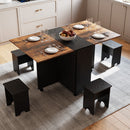 Livingandhome Folding Dining Table Set with 4 Stools