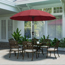 Outsunny 2m Shanghai Garden Parasol Umbrella, Outdoor Sun Shade, Wine Red