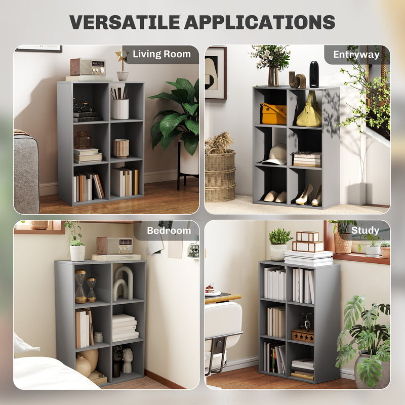 HOMCOM 6-Cube Bookshelf, Display Shelving Unit for Home Office