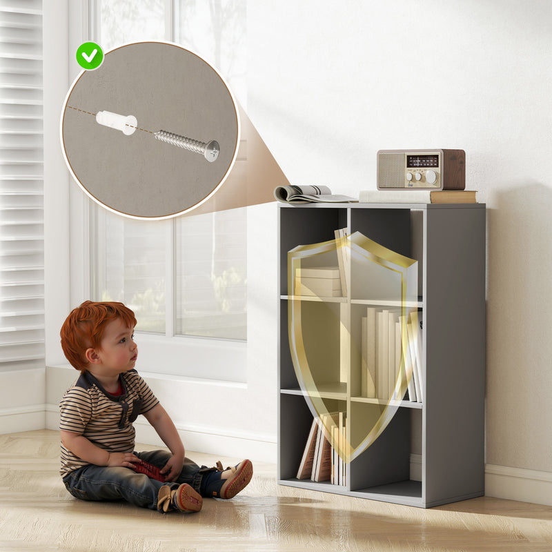 HOMCOM 6-Cube Bookshelf, Display Shelving Unit for Home Office