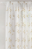 Oasis Natural Embroidered Leaf Design Voile Panels - Pair