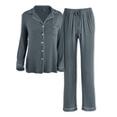 Long Sleeve Camp Collar Loungewear Set