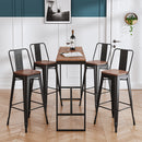 Livingandhome 2 Pack Industrial Bistro Bar Stool with Footrest