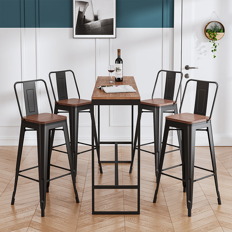 Livingandhome 2 Pack Industrial Bistro Bar Stool with Footrest