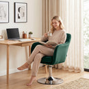 HOMCOM Retro Velvet Swivel Tub Chair With Steel Frame Dark Green
