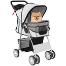 PawHut Pet Stroller Carrier Foldable Deluxe Walk Travel Dog, Grey