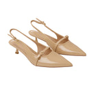 Slingback Pointed Closed Toe Heels Pumps Sandals - Nude