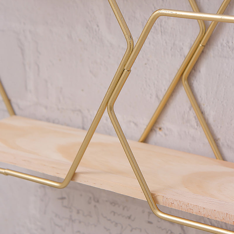 Livingandhome Honeycomb Modern Hexagonal 2 Tier Wall Floating Shelf