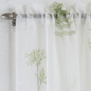 Bracken Green Leaf Print Linen-Look Voile Panel - Pair