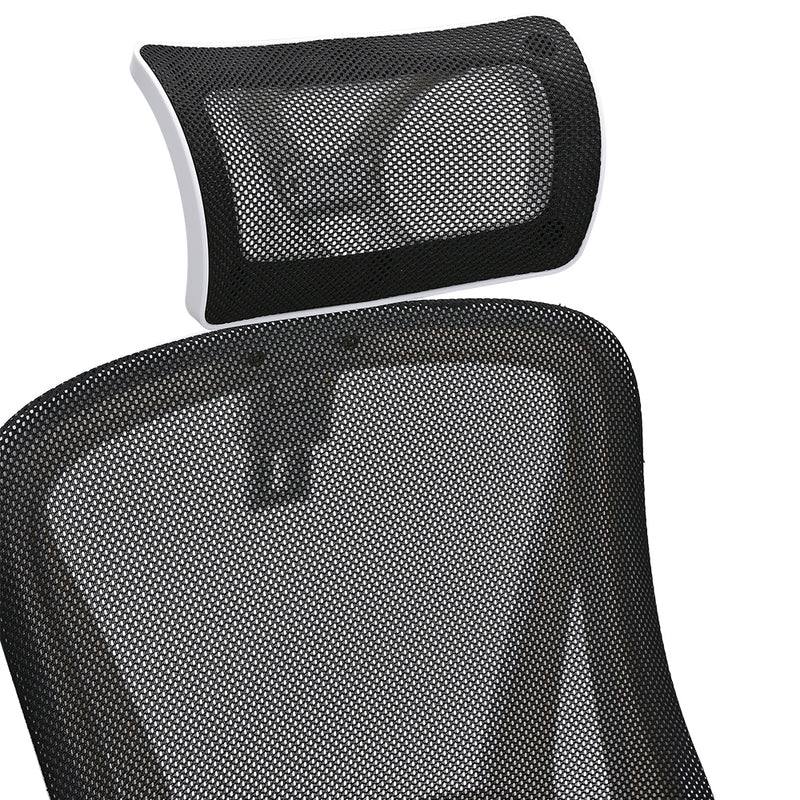 Livingandhome Swivel Office Chair with Headrest-White