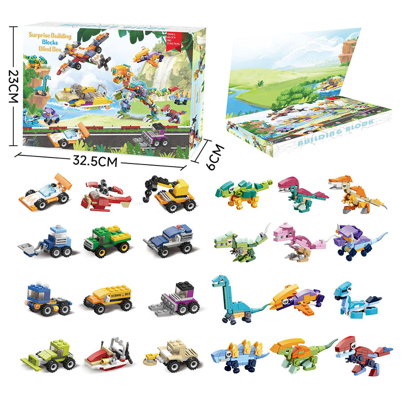 Kidkid Christmas Advent Calendar Car Dinosaur Building Blocks Toy Set
