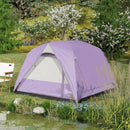 Outsunny 3-4 Person Camping Tent, Waterproof Tent, Purple