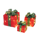 Lifeideas Set of 3 Light-Up Square Christmas Gift Boxes Glitter Presents Decoration
