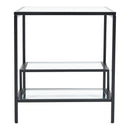 Livingandhome Ladder Style Tempered Glass Side Table
