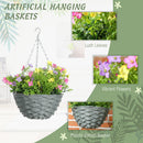 HOMCOM Set Of 2 Artificial Cosmos Flowers, Hanging Planters With Basket