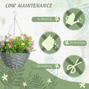 HOMCOM Set Of 2 Artificial Cosmos Flowers, Hanging Planters With Basket