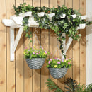 HOMCOM Set Of 2 Artificial Cosmos Flowers, Hanging Planters With Basket
