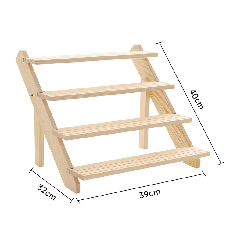 Livingandhome 4 Tier Solid Wood Display Rack