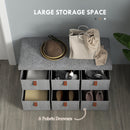 HOMCOM Shoe Bench With Seat, Shoe Storage Bench With Fabric Drawers