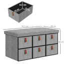 HOMCOM Shoe Bench With Seat, Shoe Storage Bench With Fabric Drawers