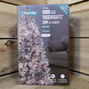 1000 LED 25m Indoor Outdoor Christmas Multi Function Mains Operated String Lights with Timer & Clear Cable in Warm White
