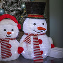 70cm Set of 3 Light up Foldable Cloth Christmas Snowmen with 130 White LEDs