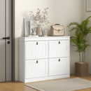 HOMCOM Slim Shoe Cabinet With Adjustable Shelves For Hallway, White