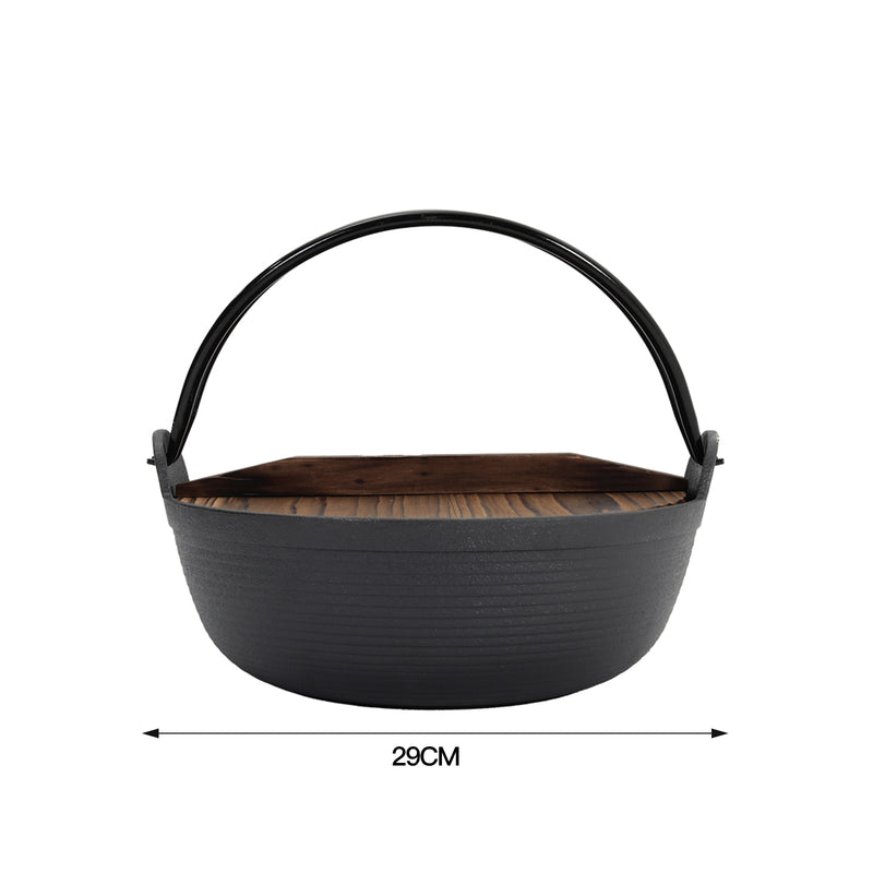Lifeideas Cast Iron Pot With Wooden Lid For Campfire Cooking