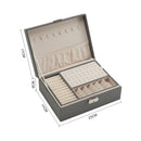 Sheonly Lockable Double Tier Faux Leather Jewellery Organizer