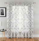 Delila Black Leaf Print Voile Panel - Pair