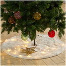 Livingandhome Snow White Plush Christmas Tree Skirt for Holiday Decoration
