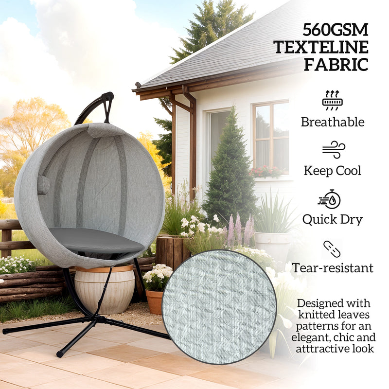 Outsunny Hanging Egg Chair Outdoor Indoor Swing Chair, Folding Basket
