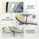 Outsunny Hanging Egg Chair Outdoor Indoor Swing Chair, Folding Basket