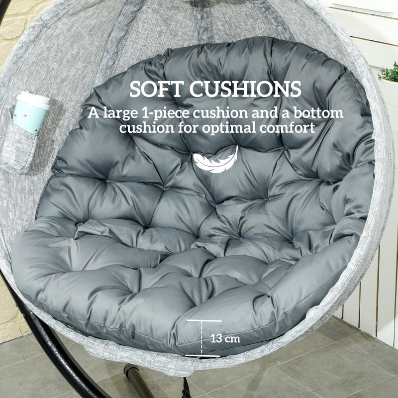 Outsunny Hanging Egg Chair Outdoor Indoor Swing Chair, Folding Basket