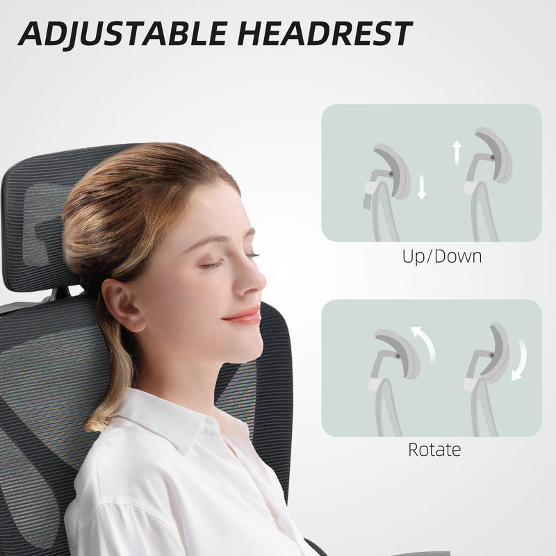 HOMCOM Ergonomic Office Chair, Recliner Computer Chair with Footrest, Black