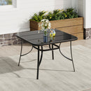 Garden Sanctuary Metallic and Tempered Glass Garden Table with Parasol Hole Outdoor