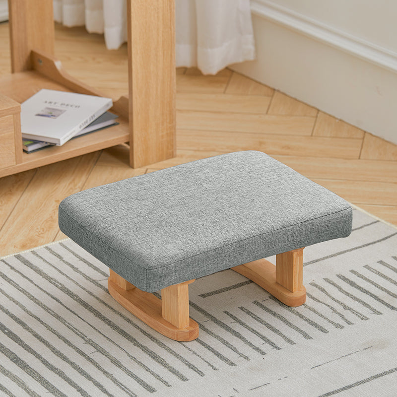 Livingandhome Linen Upholstered Footstool with Wooden Legs