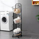 Lifeideas 3-Tier Iron Rolling Laundry Basket with Wheels