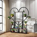 Breeins 2 Pcs Half-Heart-Shaped Tiered Plant Stand Rustic Brown
