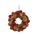 Hanging Christmas Wreath with  Berries and Pinecones