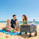 Outsunny Folding Trolley On Wheels, Garden Cart With Openable Sides