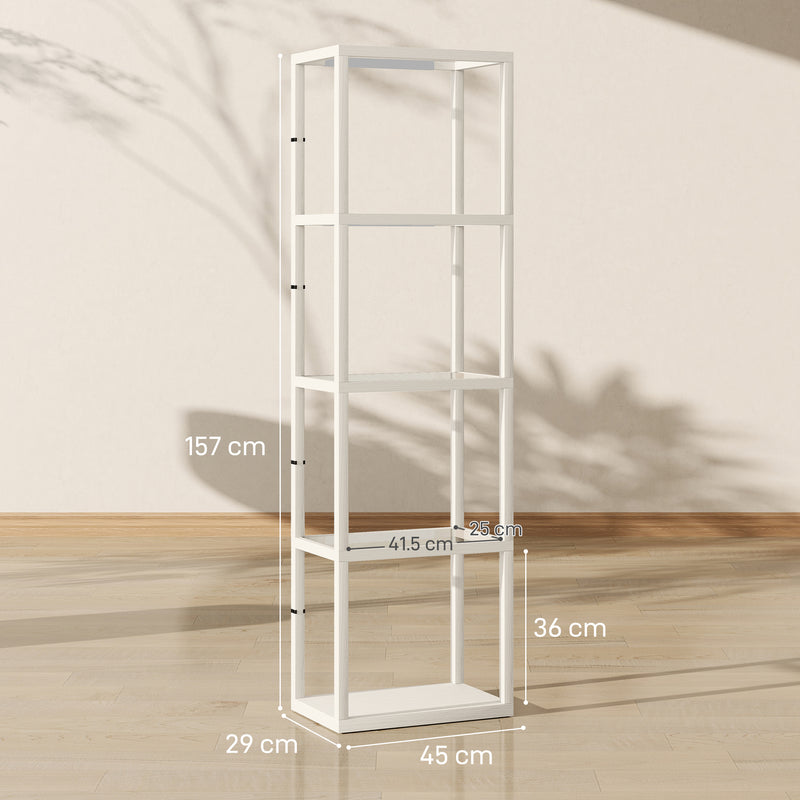 HOMCOM LED Floor Lamp with Glass Shelves, Dimmable Room Lamp