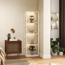 HOMCOM LED Floor Lamp with Glass Shelves, Dimmable Room Lamp