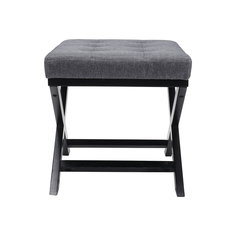 Livingandhome Rectangle Linen Footstool with Cross Legs