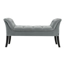 Livingandhome Grey Velvet Upholstered Bedroom Bench