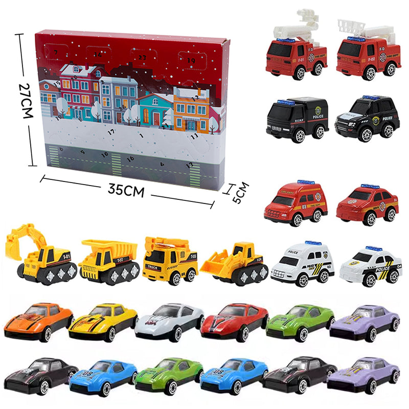 Kidkid Christmas Advent Calendar with 24 Pull-Back Car Toys