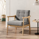 Livingandhome Grey Fabric Armchair with Wooden Frame