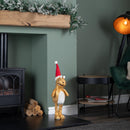 45cm Gold Plush Tyrone-Rex Dino Standing Christmas Decoration with Santa Hat