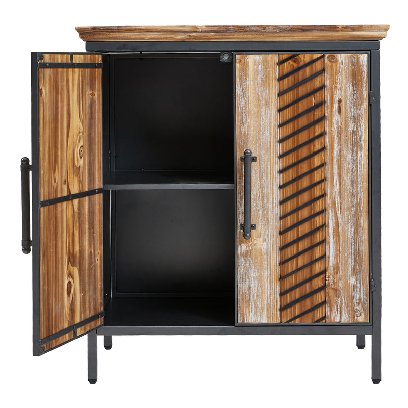 Livingandhome Rustic Wooden Cabinet with Interior Shelves