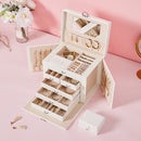 Sheonly Large Multi Tier Faux Leather Jewellery Storage Box with Handle
